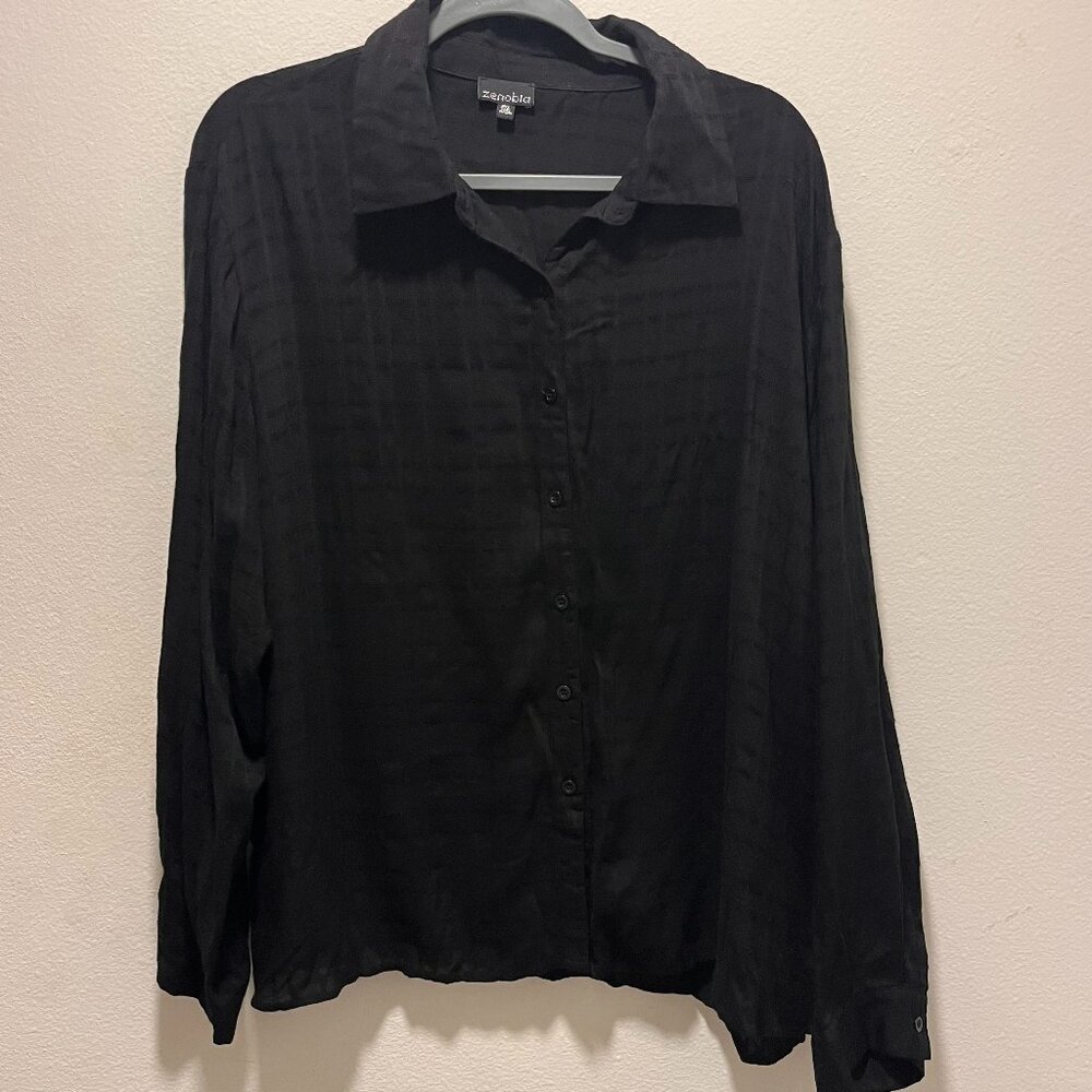 Zenobia Women's Black Long Sleeve Blouse V-Neck Size 3XL